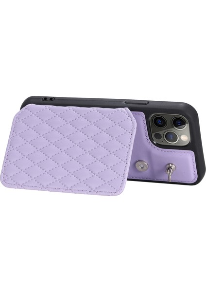 Iphone 12 Pro Max Için Kart Tutucu Kapağı Kickstand ve Wrist Strap-Purple ile Tpu Telefon Kabuğu Pu Deri+Tpu Telefon Kabuğu (Yurt Dışından) indirimleri