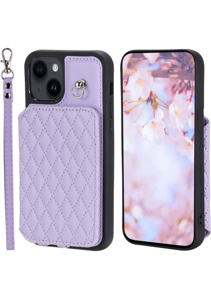 Iphone 15 Plus Rfıd Engelleme Kılıfı Düşüşü Dayanıklı Pu+Tpu Telefon Kabuğu Bilek Kayış-Mor ile (Yurt Dışından)