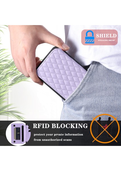 Iphone 15 Plus Rfıd Engelleme Kılıfı Düşüşü Dayanıklı Pu+Tpu Telefon Kabuğu Bilek Kayış-Mor ile (Yurt Dışından)