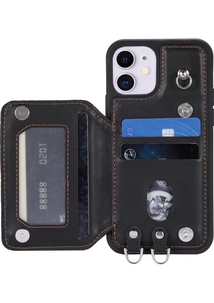 Iphone 11 Rfıd Engelleme Önleyici Pu+Tpu Telefon Kapağı Straps-Black ile Şok Geçirmez Kılıf (Yurt Dışından)
