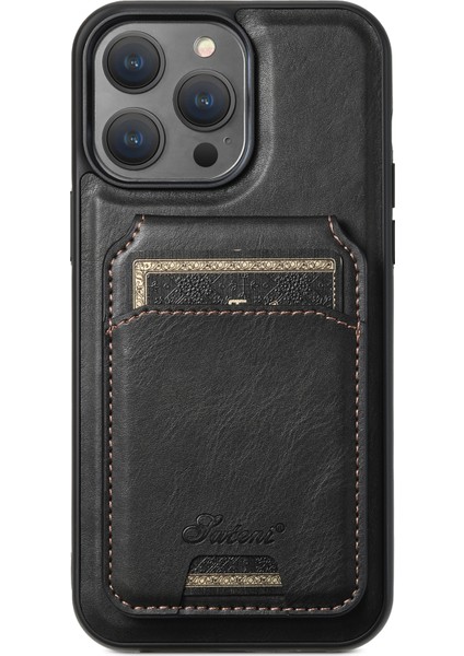Iphone 13 Pro Case Card Bag Kickstand Telefon Kapağı Magsafe-Black ile Uyumlu (Yurt Dışından)
