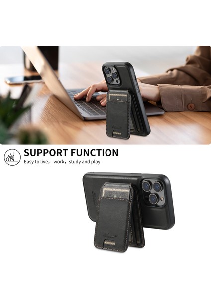 Iphone 13 Pro Case Card Bag Kickstand Telefon Kapağı Magsafe-Black ile Uyumlu (Yurt Dışından)