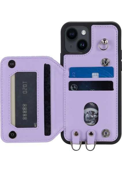 Iphone 15 Plus Rfıd Engelleme Kılıfı Düşüşü Dayanıklı Pu+Tpu Telefon Kabuğu Bilek Kayış-Mor ile (Yurt Dışından)