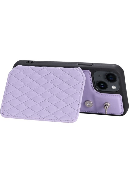 Iphone 15 Plus Rfıd Engelleme Kılıfı Düşüşü Dayanıklı Pu+Tpu Telefon Kabuğu Bilek Kayış-Mor ile (Yurt Dışından)