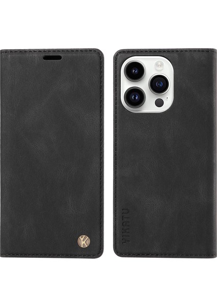 Iphone 15 Pro Max Cilt Touch Pu Deri Kabuk Cüzdan Stand Telefon Kapağı Black (Yurt Dışından)