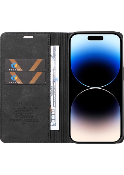 Iphone 15 Pro Max Cilt Touch Pu Deri Kabuk Cüzdan Stand Telefon Kapağı Black (Yurt Dışından) fiyatları