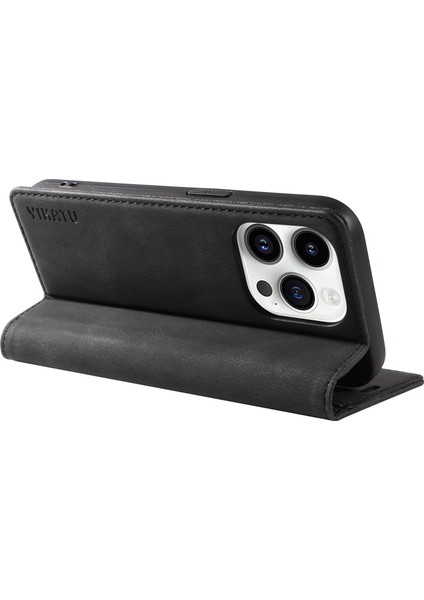 Iphone 15 Pro Max Cilt Touch Pu Deri Kabuk Cüzdan Stand Telefon Kapağı Black (Yurt Dışından) fırsatları