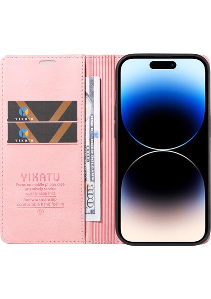 Iphone 15 Pro Max Cilt Touch Pu Deri Kabuk Cüzdan Stand Telefon Kapak Pembe (Yurt Dışından) fiyatları
