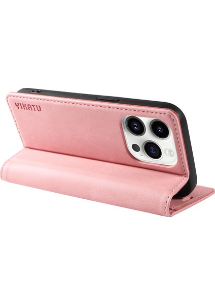 Iphone 15 Pro Max Cilt Touch Pu Deri Kabuk Cüzdan Stand Telefon Kapak Pembe (Yurt Dışından) fırsatları