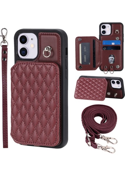 IPhone 11 Rfıd Engelleme Önleyici Pu+Tpu Telefon Kapağı Straps-Wine Red ile Şok Geçirmez Kılıf (Yurt Dışından)