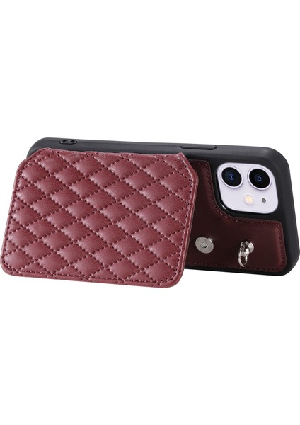 IPhone 11 Rfıd Engelleme Önleyici Pu+Tpu Telefon Kapağı Straps-Wine Red ile Şok Geçirmez Kılıf (Yurt Dışından)