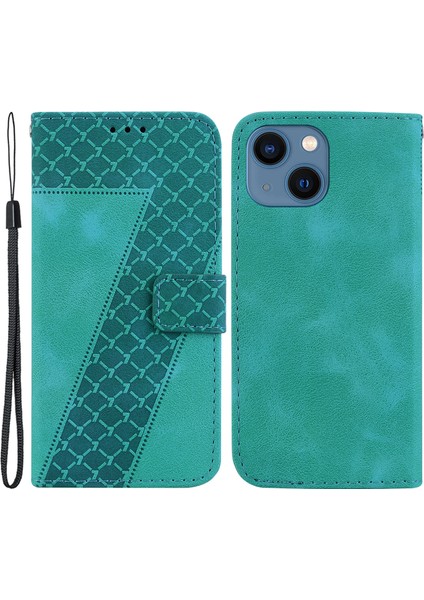 Iphone 15 Plus Için Pu Deri Telefon Kılıfı Plus Stand Baskalı Desen Cüzdan Telefon Kabuğu Kapak Yeşil (Yurt Dışından)