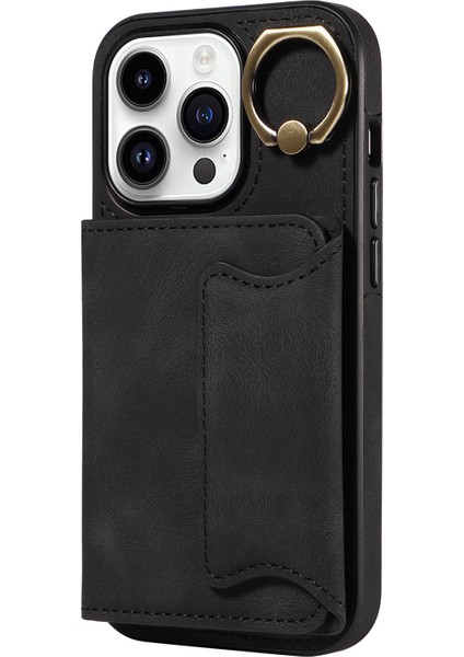 Iphone 15 Plus Pu Derisi+Tpu Kapak Cilt Touch Hissed Hisset Telefon Kılıfı Tutucu Kickstand Telefon Shell-Black (Yurt Dışından)