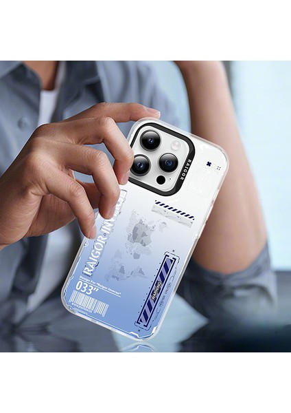 Iphone 15 Pro Case Imd Desen Tpu+Pc Arka Kapak-Mavi Için Mecha Serisi (Yurt Dışından) modelleri