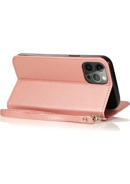 Iphone 15 Pro Max 5 Kart Yuvaları Için Telefon Deri Kılıf Buzağı Dokusu Fermuar Cüzdan Stand Telefon Kapak Pembe (Yurt Dışından) fırsatları