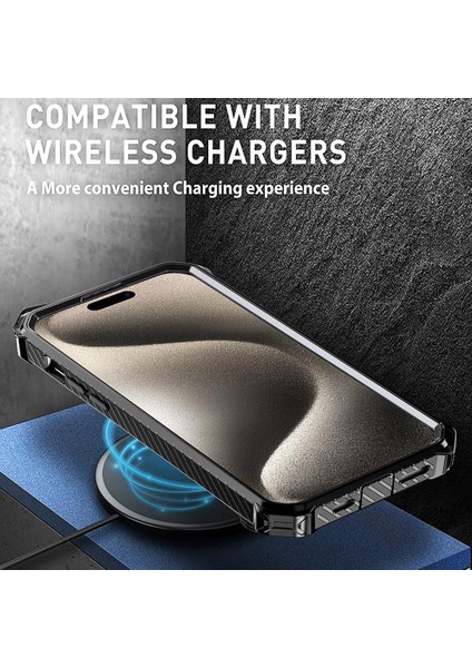 Iphone 15 Pro Max Magnetic Case Kickstand Pc+Tpu Telefon Kapak Black (Yurt Dışından)