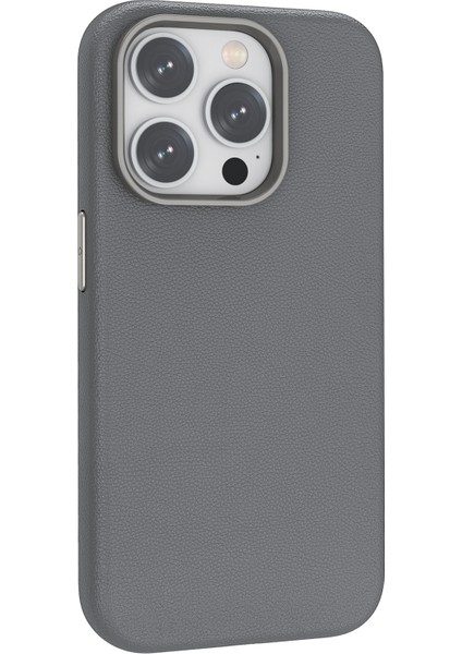 Iphone 15 Pro Max Case Anti-Cratch Pu Deri+Tpu Cep Telefonu Için Magsafe ile Uyumludur Geri Kapak Grey (Yurt Dışından)