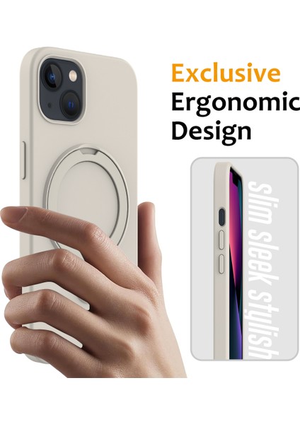 Iphone 15 Manyetik Telefon Kılıfı Yüzük Tutucu Kickstand Sırt Kapak-Antique Beyaz (Yurt Dışından) fiyatları