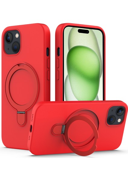 Iphone 15 Manyetik Telefon Kasası Yüzüğü Tutucusu Geri Kapak Kırmızısı (Yurt Dışından)