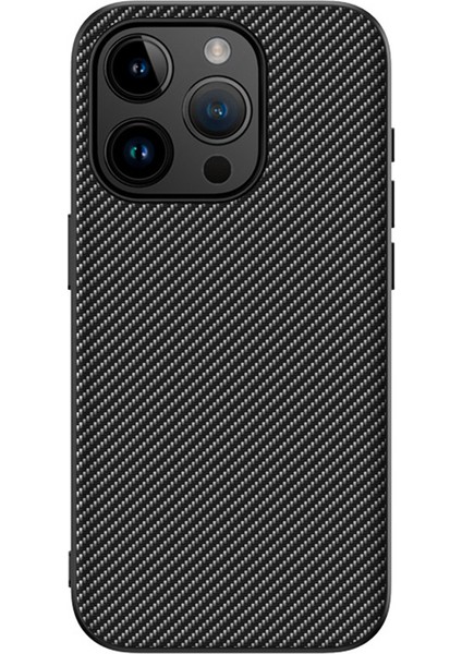 Iphone 15 Pro-Çizgiye Damlı Damla Damla Damlı Ince Telefon Kapak Karbon Fiber/siyah Için Şok Geçirmez Pu+Tpu Kılıf (Yurt Dışından)