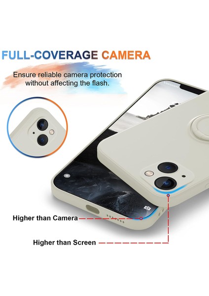 Iphone 15 Yüzük Kickstand Telefon Kasası Için Sıvı Silikon Şok Geçirmez Kapak El Kayışı-Beyaz (Yurt Dışından) indirimleri