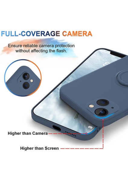 Iphone 15 Halka Kickstand Telefon Kasası Sıvı Silikon Şok Geçirmez Kapak El Kayış-Orta Gece Mavi (Yurt Dışından) indirimleri