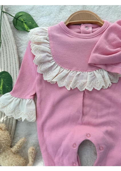 Dantel Yaka Kollu Bandana Aksesuarlı Ikili Kız Bebek Premium Takım Tulum fiyatları