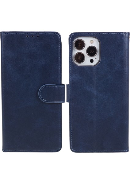 Pu Deri Cüzdan Kılıfı iPhone15 Pro Max Imum Buzağı Dokusu Anti-Drop Standı Telefon Kapak Mavisi (Yurt Dışından)