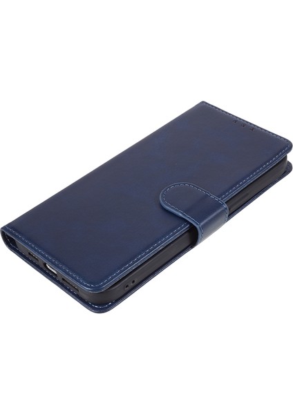 Pu Deri Cüzdan Kılıfı iPhone15 Pro Max Imum Buzağı Dokusu Anti-Drop Standı Telefon Kapak Mavisi (Yurt Dışından)