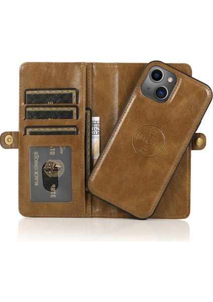 iPhone15 Plus Cep Telefonu Kılıfı Çıkarılabilir 2'si 1'ör Cüzdan Deri Kapağı Strap-Brown (Yurt Dışından) modelleri