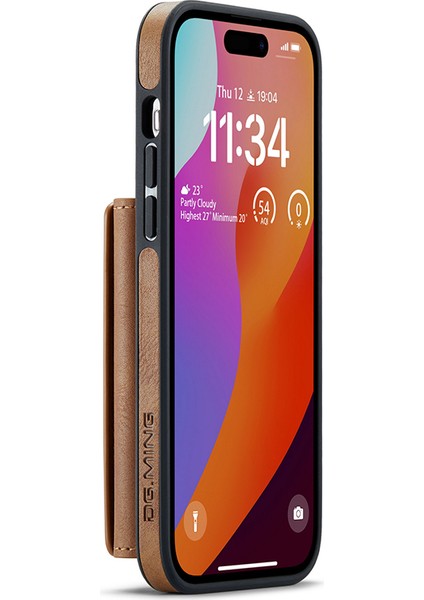 iPhone14 Pro Case Pu+Pc+Tpu Çıkarılabilir 2-1 Arada Cüzdan Telefon Kapak-Kahverengi (Yurt Dışından)