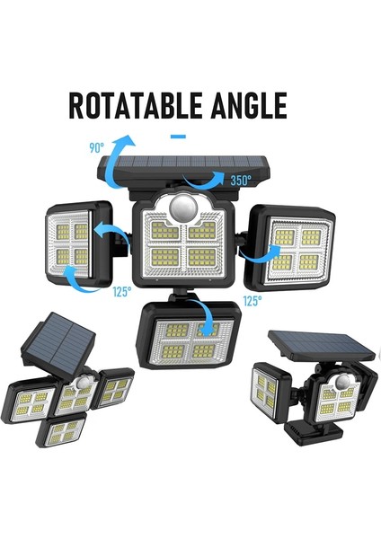 198LED-BÖLÜNMÜŞ LED Güneş Işıkları Dış Mekan Hareket Sensörü Insan Indüksiyon Ayarlanabilir Kafa IP65 Su Geçirmez Güneş Enerjisi Duvar Lambası (Yurt Dışından) indirimleri