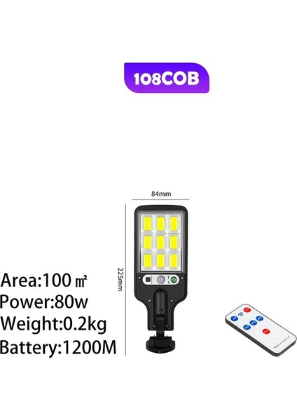108COB 400 W Güneş Sokak Lambası Outdled Lümen Süper Parlak Hareket Sensörü Su Geçirmez IP66 Yard Garaj Bahçe Güneş Lambası (Yurt Dışından)