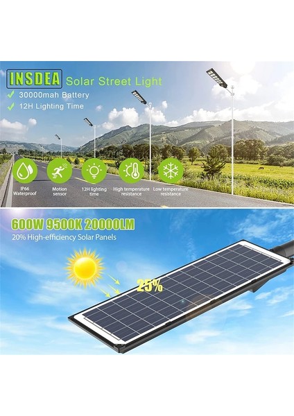 108COB 400 W Güneş Sokak Lambası Outdled Lümen Süper Parlak Hareket Sensörü Su Geçirmez IP66 Yard Garaj Bahçe Güneş Lambası (Yurt Dışından)