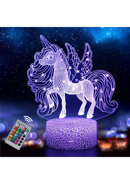 MY1169 Tarzı MY1171 Nighdn 3D LED Unicorn Gece Lambası Işık Çocuklar Için Hediyeler Unicorn Lamolors Uzaktan Kumanda ile Değişim Sevgililer Günü Hediyesi Doğum Günü (Yurt Dışından)