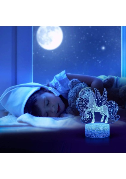 MY1169 Tarzı MY1171 Nighdn 3D LED Unicorn Gece Lambası Işık Çocuklar Için Hediyeler Unicorn Lamolors Uzaktan Kumanda ile Değişim Sevgililer Günü Hediyesi Doğum Günü (Yurt Dışından)