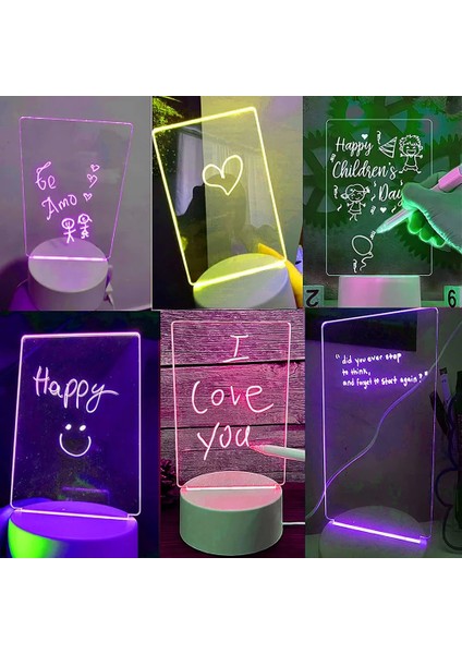 Dairesel LED Gece Lambası Not Panosu Mesaj Panosu Kalem USB Pil Gücü Tatil Işık Masaüstü Lamba Yatak Odası Dekoru Çocuk Hediye (Yurt Dışından) fiyatları