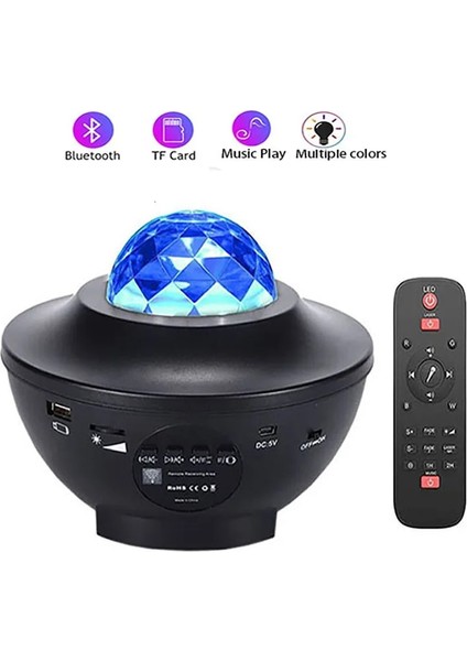 Z01 LED Yıldız Projektör Gece Lambası Okyanus Dalgası Galaxy Yıldızlı Gökyüzü Projektör Gece Lambası Müzik Bluetooth Hoparlör Çocuk Hediye Için Odası Dekor (Yurt Dışından)