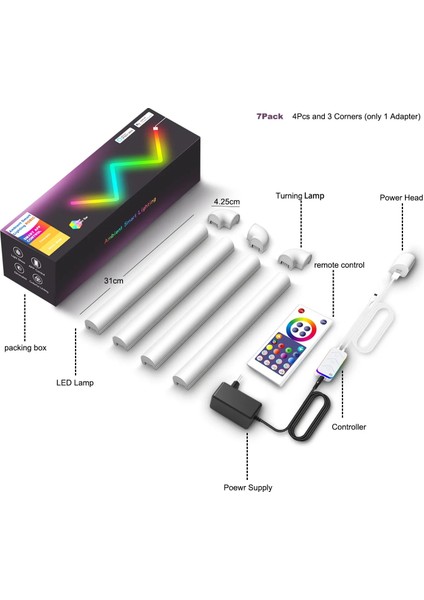 B Tarzı A LED Akıllı Duvar Işık Rgb Işık Çubuğu Btwıfıapp Kontrol Müzik Sync Dıy Gece Lambası Tv Yatak Odası Oyun Odası Bar Dekorasyon (Yurt Dışından)