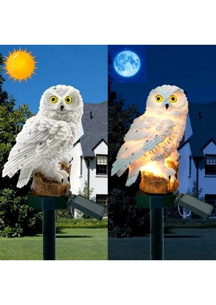 Beyaz Güneş Enerjili LED Baykuş Bahçe Işıkları Açık Güneş Işığı Baykuş Hayvan Pixie Çim Lambaları Süs Su Geçirmez Lamba Benzersiz Güneş Işıkları (Yurt Dışından)