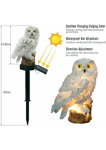 Beyaz Güneş Enerjili LED Baykuş Bahçe Işıkları Açık Güneş Işığı Baykuş Hayvan Pixie Çim Lambaları Süs Su Geçirmez Lamba Benzersiz Güneş Işıkları (Yurt Dışından)