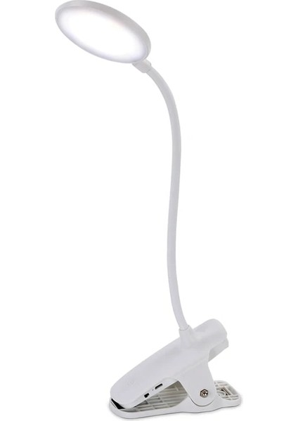 Beyaz LED Kelepçe Masa Lambası Esnek Boynu Katlanır Dokunmatik Karartma Şarj Masa Lambası Kitap Yatak Ofis ve Bilgisayar Için Lamba Üzerinde Klips (Yurt Dışından)