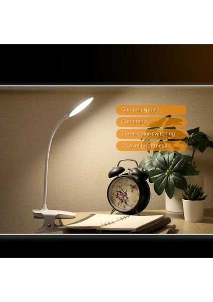 Beyaz LED Kelepçe Masa Lambası Esnek Boynu Katlanır Dokunmatik Karartma Şarj Masa Lambası Kitap Yatak Ofis ve Bilgisayar Için Lamba Üzerinde Klips (Yurt Dışından) fırsatları