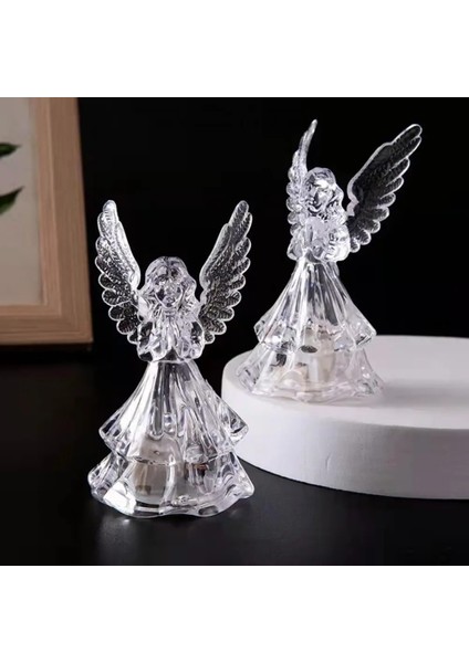 Melek Çekici Başucu Lambası Akrilik Gece Lambası Şeffaf Dekoratif 3D Melek Lamba Parti Parlayan Dekorasyon (Yurt Dışından)