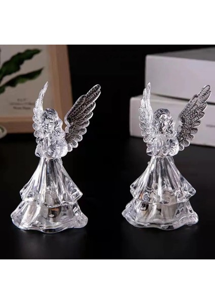 Melek Çekici Başucu Lambası Akrilik Gece Lambası Şeffaf Dekoratif 3D Melek Lamba Parti Parlayan Dekorasyon (Yurt Dışından)
