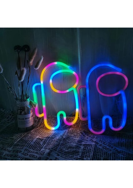 Beyaz Stil Rgb LED Neon Lamba Burcu Astronot Oyun Lambası Neon Duvar Işıkları Gece Lambası Odası Tatil Partisi Dekoru Için Serin Doğum Günü Noel Hediyesi (Yurt Dışından)