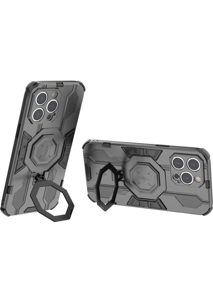 iPhone14 Pro Max Koruyucu Telefon Kapak Yüzüğü Kickstand Pc+Tpu Geri Case-Black (Yurt Dışından)