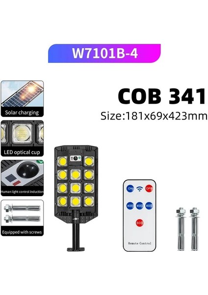 Xiyu Shop W7101B-4 Lm Güneş Enerjili Sokak Lambası Hareket Sensörlü LED Güneş Projektör Işıkları Akşam Karanlığından Şafak Vakti Açık IP66 Su Geçirmez LED Güvenlik Lambası Avlu Için (Yurt Dışından)