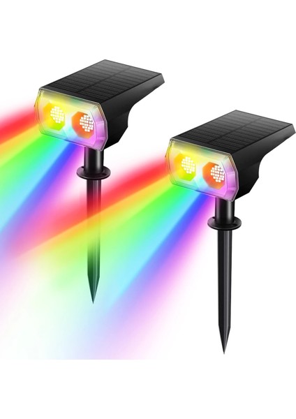 2 Adet-Çok Renkli Güneş Spot Işıklar 48 LED Güneş Peyzaj Rgb Işıkları 7 Aydınlatma Modu Su Geçirmez Havuz Bahçe Yard Ağacı Araba Yolu Veranda (Yurt Dışından)