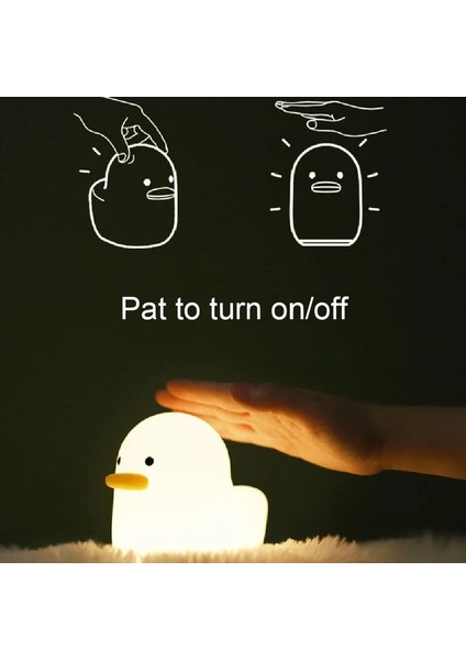 Karikatür Aptal Ördek Silikon Işık USB Şarj Edilebilir Yatak Odası Başucu Gece Lambası Dokunmatik Pat Işık Göz Koruması Atmosfer Işığı (Yurt Dışından)